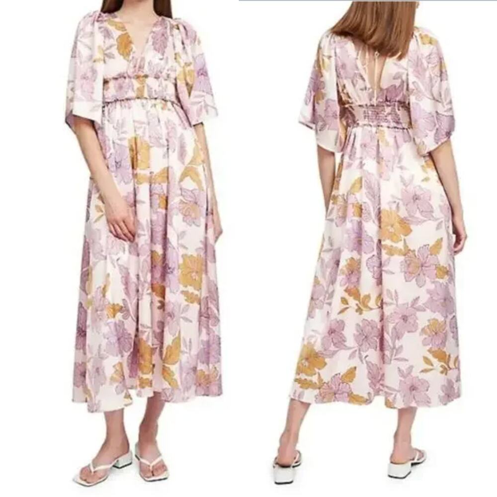 Anthropologie En Saison NEW Jejune Smocked Floral Midi Dress